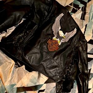 Vintage Harley Davidson leather biker stuff jacket and vest